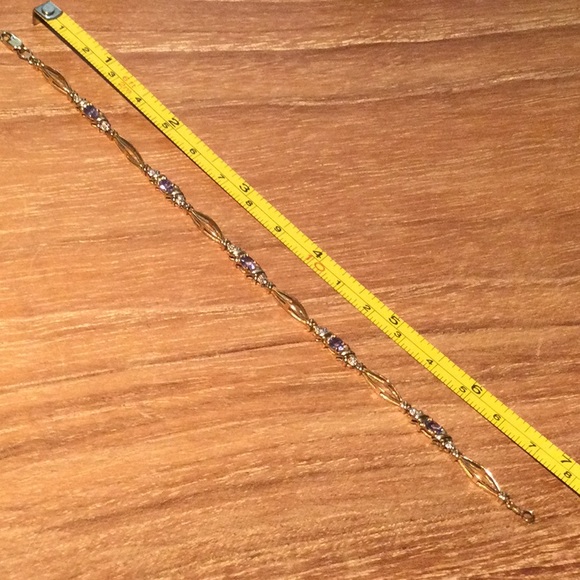 10 K GOLD TANZANITE BRACELET and EARRINGS SET - Picture 7 of 8